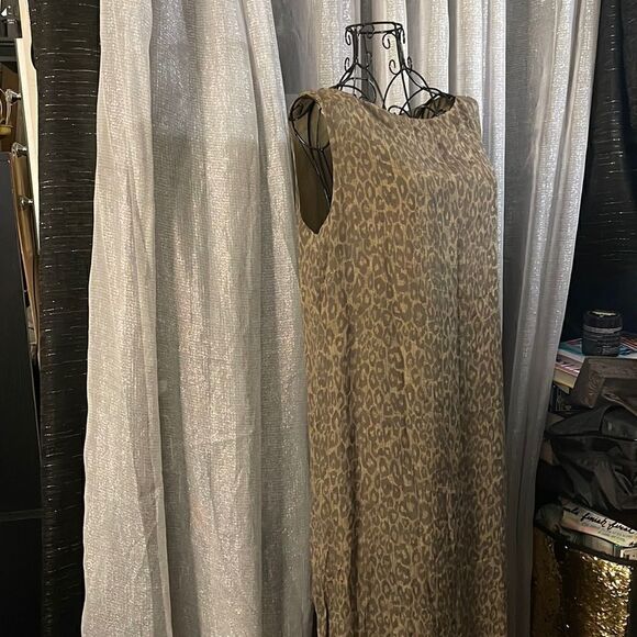 I Leopard Maxi Dress sheath slip summer sleeveless Women’s Size 12 ethnic boho - Picture 1 of 7